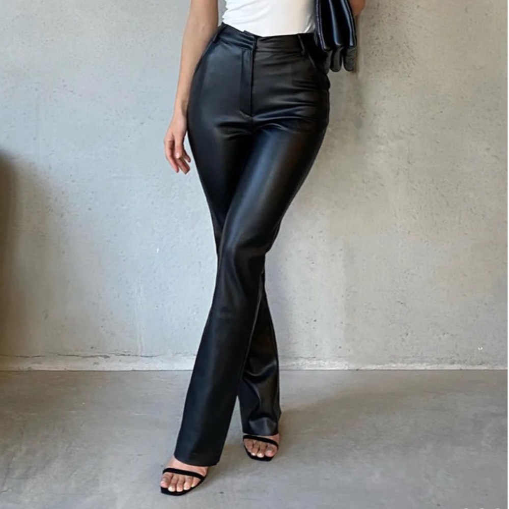 Meshki Faux Leather Straight Leg Pants